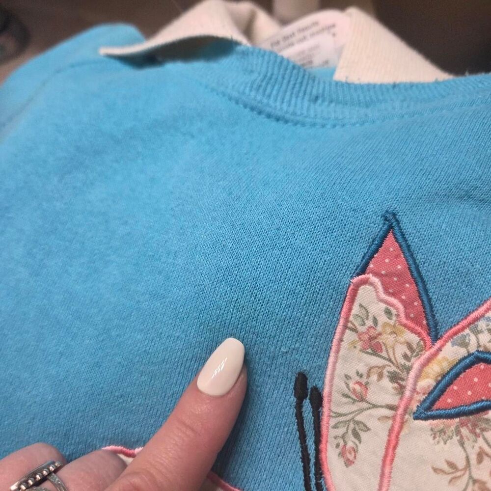 80s Embroidered Patchwork Butterfly Collared Ruff… - image 3